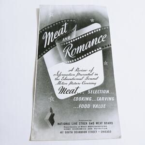 Vtg Meat n Romance Cook Book National Live Stock & Meat Board 1942 Educational